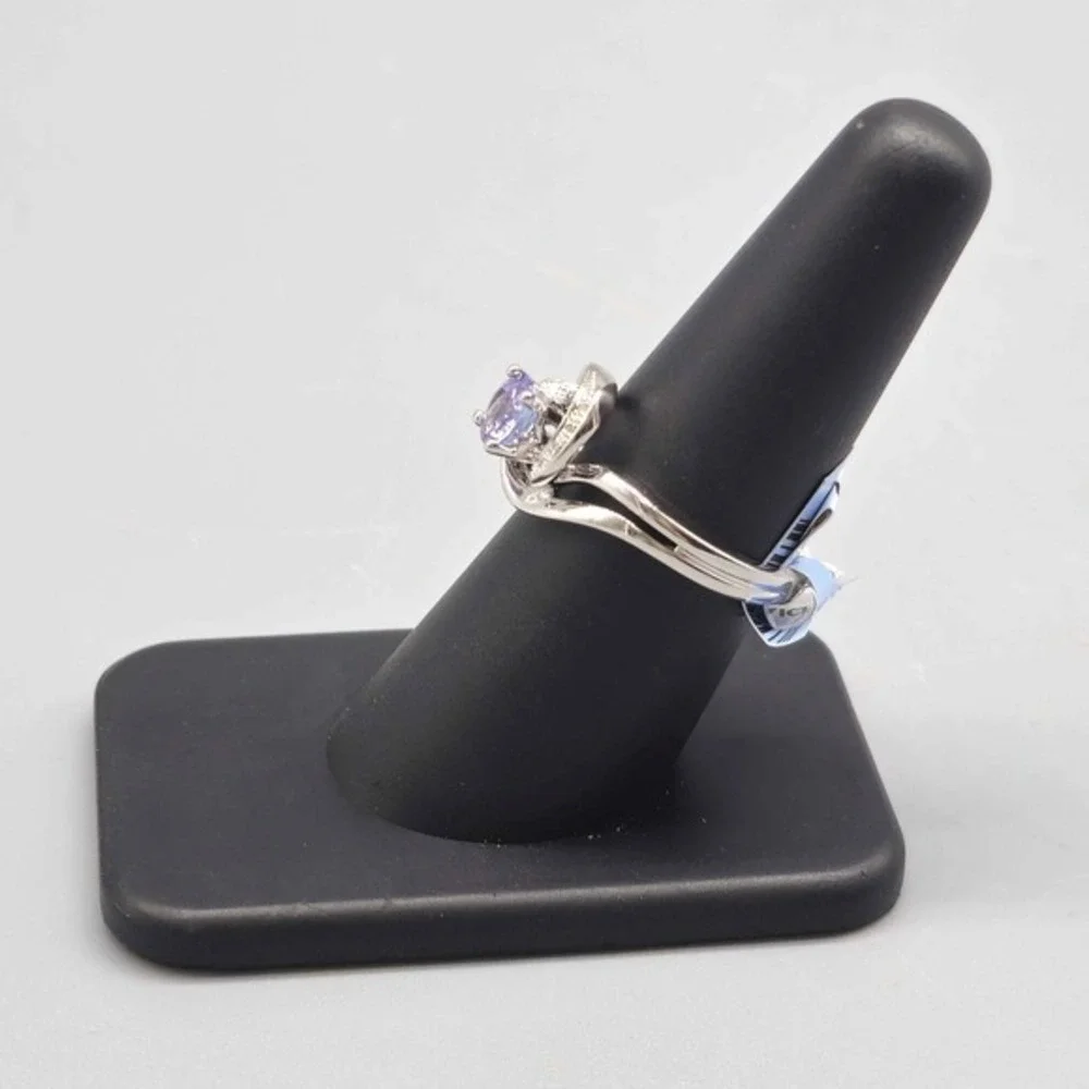 .925 SILVER DIAMOND & TANZANITE RING SIZE 7 4G (GNH022908)